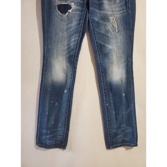 Madewell Slim Straight Boyjean Rip Repair Edition Boyfriend Jeans Womens 26 Blue - Picture 7 of 12